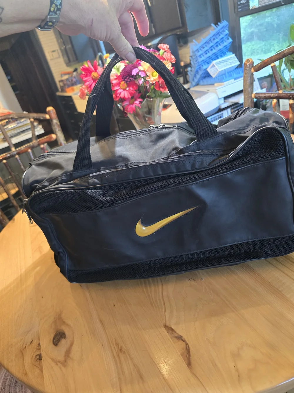 Nike Black Duffel with Gold Swoosh